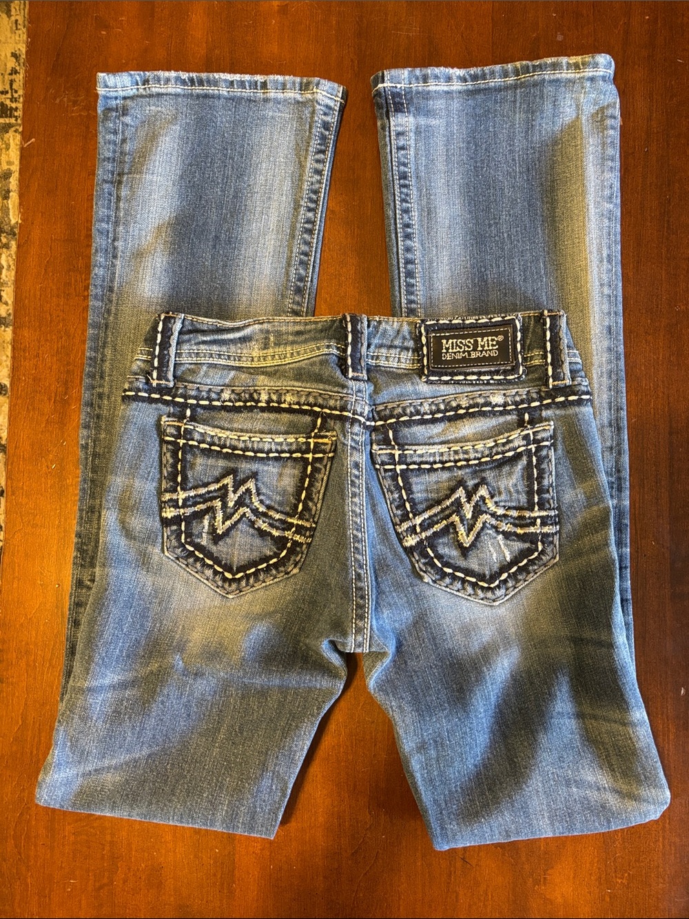 MISS ME JD103482 Light/Med Wash Embroidered Back Pocket 27 Bootcut Jeans (L-132)